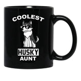 Coolest Husky Aunt Funny Dog Black Coffee Mug, Gift Coffee Mug - Black