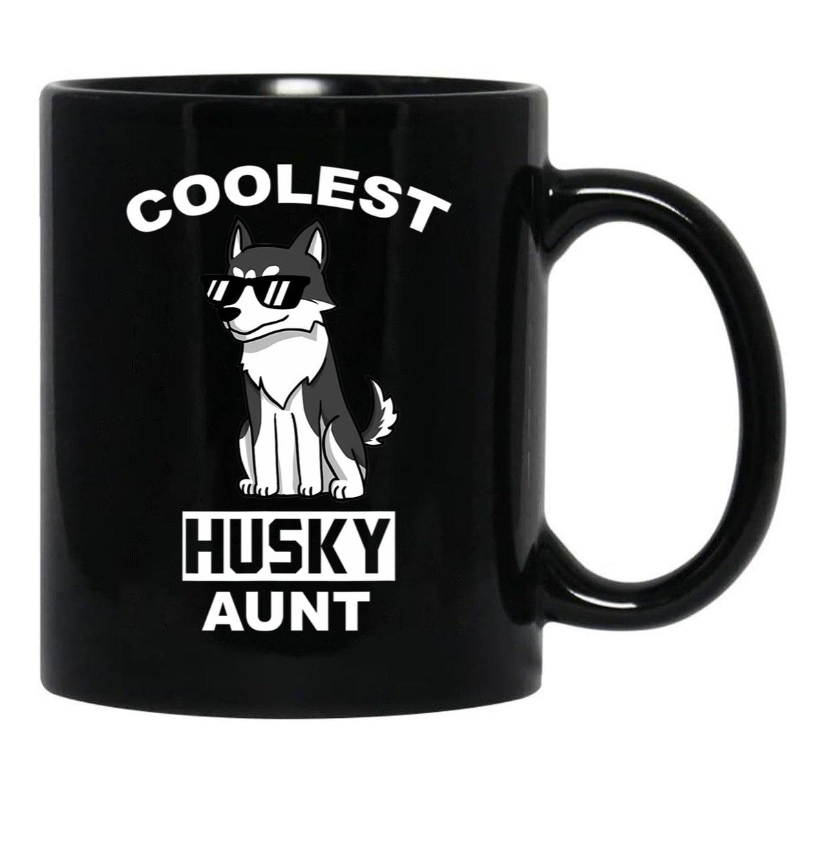 Coolest Husky Aunt Funny Dog Black Coffee Mug, Gift Coffee Mug - Black