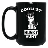 Coolest Husky Aunt Funny Dog Black Coffee Mug, Gift Coffee Mug