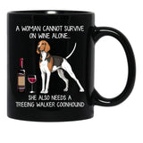 Coonhound And Wine Funny Dog Black Coffee Mug, Gift Coffee Mug - Black