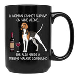 Coonhound And Wine Funny Dog Black Coffee Mug, Gift Coffee Mug - Black