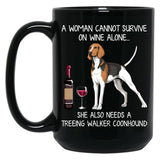 Coonhound And Wine Funny Dog Black Coffee Mug, Gift Coffee Mug