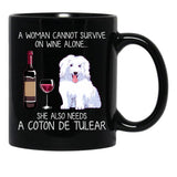 Coton De Tulear And Wine Funny Dog Black Coffee Mug, Gift Coffee Mug - Black