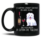 Coton De Tulear And Wine Funny Dog Black Coffee Mug, Gift Coffee Mug
