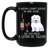 Coton De Tulear And Wine Funny Dog Black Coffee Mug, Gift Coffee Mug