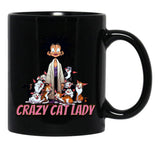 Crazy Cat Lady Dad Funny Mom Funny Black Coffee Mug, Gift Coffee Mug - Black