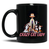 Crazy Cat Lady Dad Funny Mom Funny Black Coffee Mug, Gift Coffee Mug