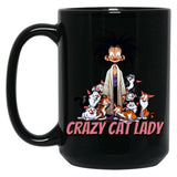 Crazy Cat Lady Dad Funny Mom Funny Black Coffee Mug, Gift Coffee Mug