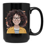 Crazy Mom With A Big Smile Design Black Coffee Mug, Gift Coffee Mug - Black