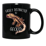 Crested Gecko Easily Distracted Black Coffee Mug, Gift Coffee Mug - Black