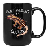 Crested Gecko Easily Distracted Black Coffee Mug, Gift Coffee Mug - Black