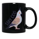 Crested Pigeon Stay Coo Black Coffee Mug, Gift Coffee Mug - Black