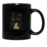 Crocchet Cat Black Coffee Mug, Gift Coffee Mug - Black