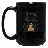 Crocchet Cat Black Coffee Mug, Gift Coffee Mug