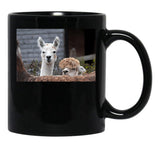 Curious Alpacas Cute Animals Black Coffee Mug, Gift Coffee Mug - Black