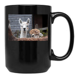 Curious Alpacas Cute Animals Black Coffee Mug, Gift Coffee Mug - Black