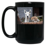 Curious Alpacas Cute Animals Black Coffee Mug, Gift Coffee Mug