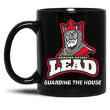 Curling Leads-Guarding The House- Blk Black Coffee Mug, Gift Coffee Mug