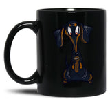 Cute Black And Tan Dachshund Black Coffee Mug, Gift Coffee Mug