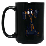 Cute Black And Tan Dachshund Black Coffee Mug, Gift Coffee Mug