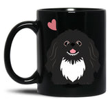 Cute Black And White Pekingese Peke Black Coffee Mug, Gift Coffee Mug