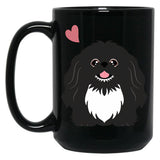 Cute Black And White Pekingese Peke Black Coffee Mug, Gift Coffee Mug