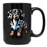 Cute Dapple Dachshund Black Coffee Mug, Gift Coffee Mug - Black