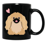 Cute Fawn Pekingese Peke Black Coffee Mug, Gift Coffee Mug - Black
