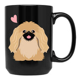 Cute Fawn Pekingese Peke Black Coffee Mug, Gift Coffee Mug - Black