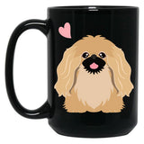 Cute Fawn Pekingese Peke Black Coffee Mug, Gift Coffee Mug