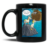 Cute Funny Noahs Ark Unicorn Tee Shurt Black Coffee Mug, Gift Coffee Mug