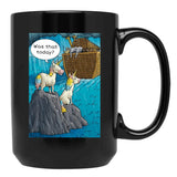 Cute Funny Noahs Ark Unicorn Tee Shurt Black Coffee Mug, Gift Coffee Mug - Black