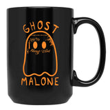 Cute Ghost Malone Fall Season Funny Halloween Spooky Season Black Coffee Mug, Gift Coffee Mug - Black