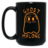 Cute Ghost Malone Fall Season Funny Halloween Spooky Season Black Coffee Mug, Gift Coffee Mug