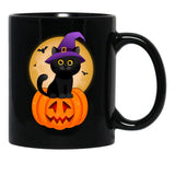 Cute Halloween Black Cat Witch Hat Pumpkin For Kids Girls Black Coffee Mug, Gift Coffee Mug - Black