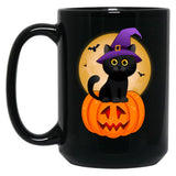 Cute Halloween Black Cat Witch Hat Pumpkin For Kids Girls Black Coffee Mug, Gift Coffee Mug