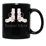 Cute Pink Gun For Badass Mom Black Coffee Mug, Gift Coffee Mug - Black