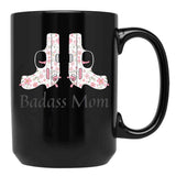 Cute Pink Gun For Badass Mom Black Coffee Mug, Gift Coffee Mug - Black
