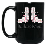 Cute Pink Gun For Badass Mom Black Coffee Mug, Gift Coffee Mug