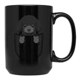 Cute Poodle Dog In Pocket Black Coffee Mug, Gift Coffee Mug - Black
