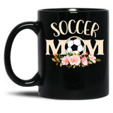 Cute Soccer Mom Floral Beuauty Gift For Women Teen Girls Kid Soccer Lover Costume Black Coffee Mug, Gift Coffee Mug