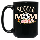 Cute Soccer Mom Floral Beuauty Gift For Women Teen Girls Kid Soccer Lover Costume Black Coffee Mug, Gift Coffee Mug