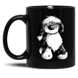Cute Tibetan Terrier Black Coffee Mug, Gift Coffee Mug