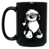 Cute Tibetan Terrier Black Coffee Mug, Gift Coffee Mug