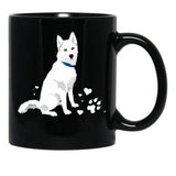 Cute White Siberian Husky - Sweet White Snow Dog Black Coffee Mug, Gift Coffee Mug - Black