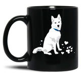 Cute White Siberian Husky - Sweet White Snow Dog Black Coffee Mug, Gift Coffee Mug