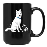 Cute White Siberian Husky - Sweet White Snow Dog Black Coffee Mug, Gift Coffee Mug - Black