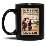 Cycling Son And Dad Art Black Coffee Mug