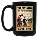 Cycling Son And Dad Art Black Coffee Mug