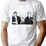 DILF Dang I Love Forks Vintage Premium Heavyweight Cotton T-Shirt - White